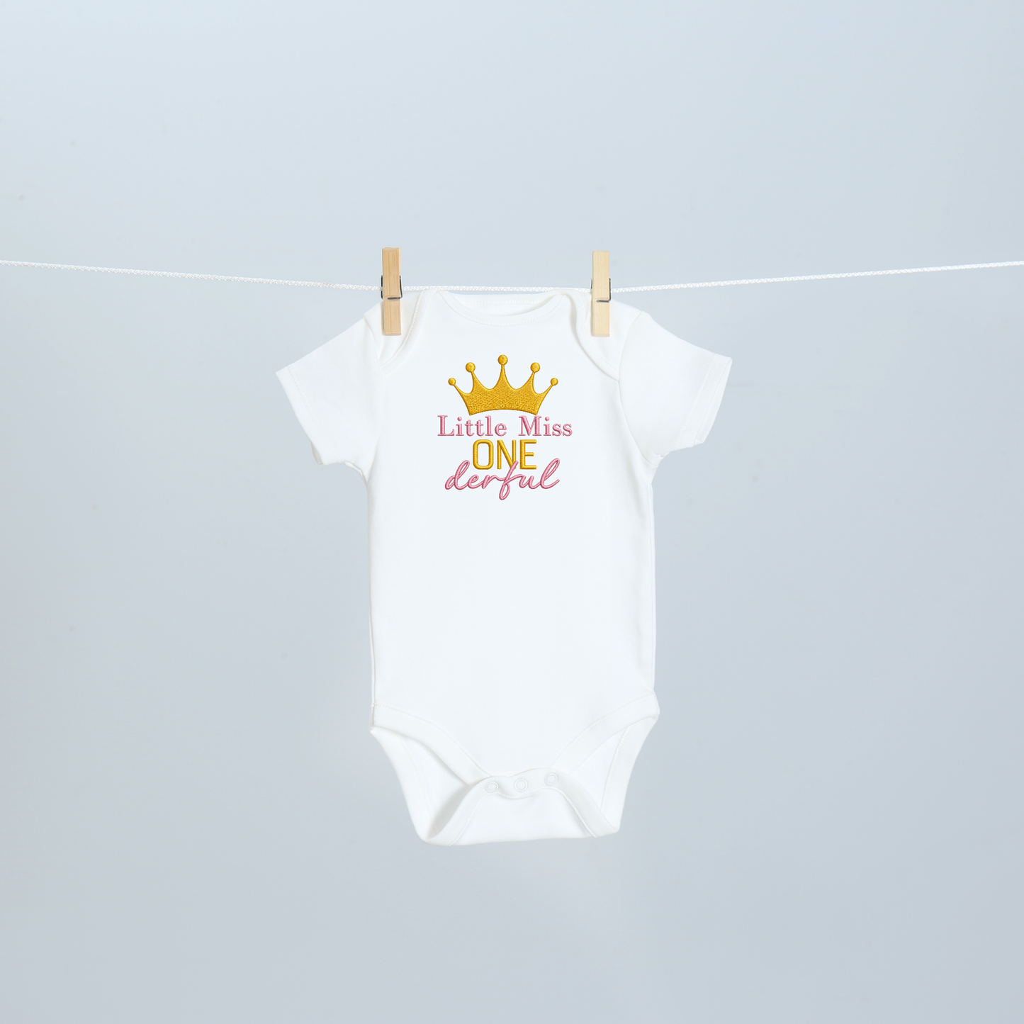 Little Miss ONEderful Embroidered First Birthday Onesie