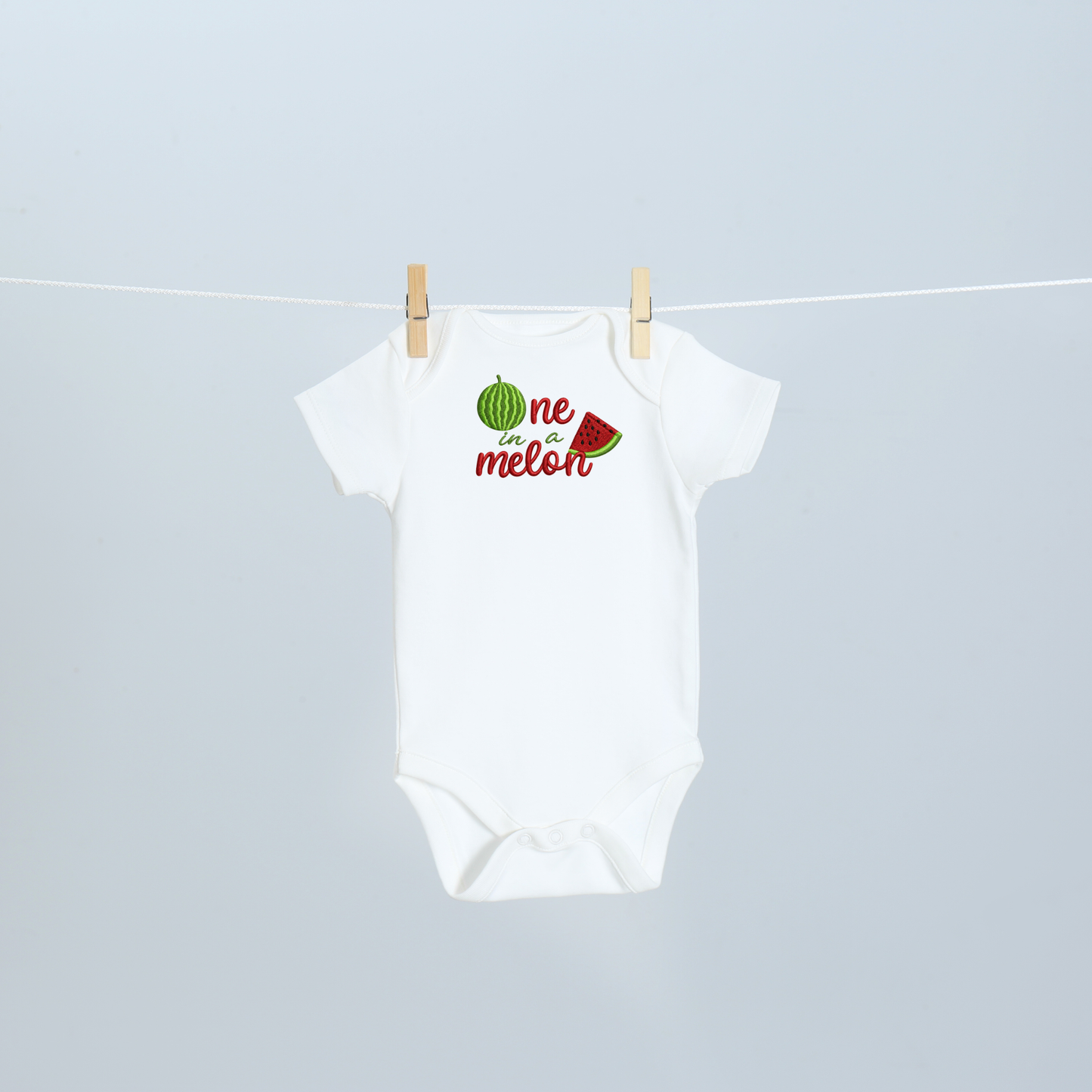 One in a Melon Embroidered Watermelon First Birthday Onesie