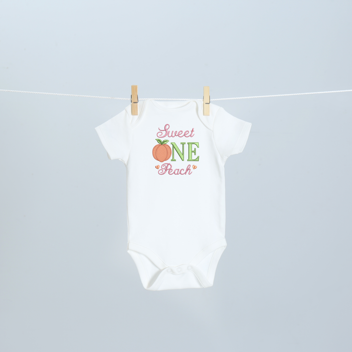 Sweet One Peach Embroidered First Birthday Bodysuit