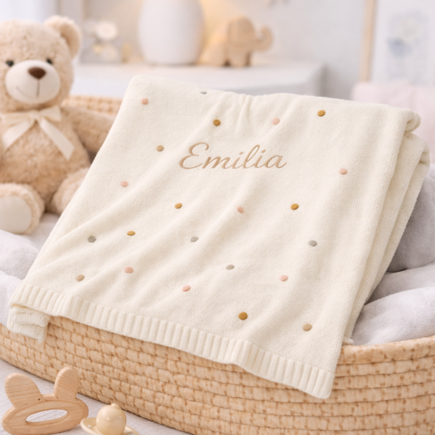 Personalized Crochet Baby Blanket with Color Dots