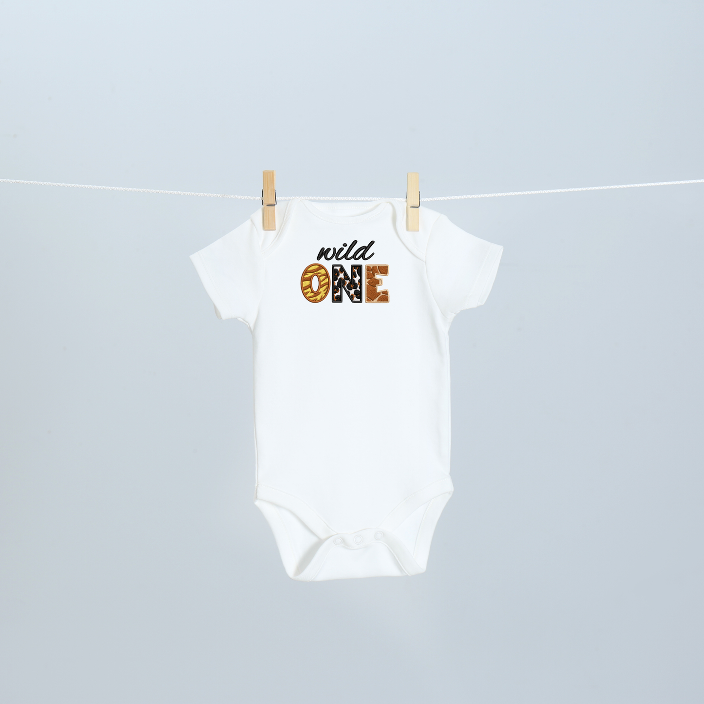 Wild One Embroidered First Birthday Bodysuit