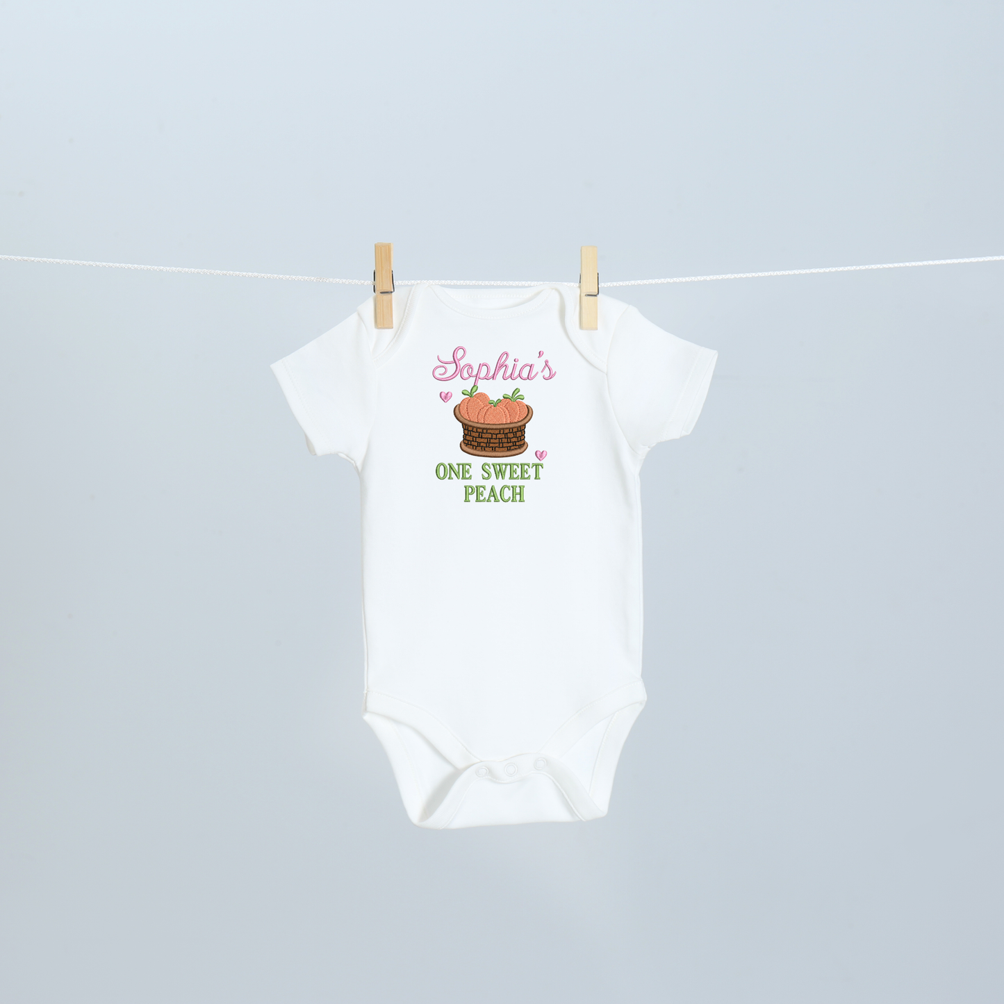 Personalized One Sweet Peach Birthday Onesie | Custom Peach First Birthday Outfit | Baby Girl 1st Birthday Bodysuit