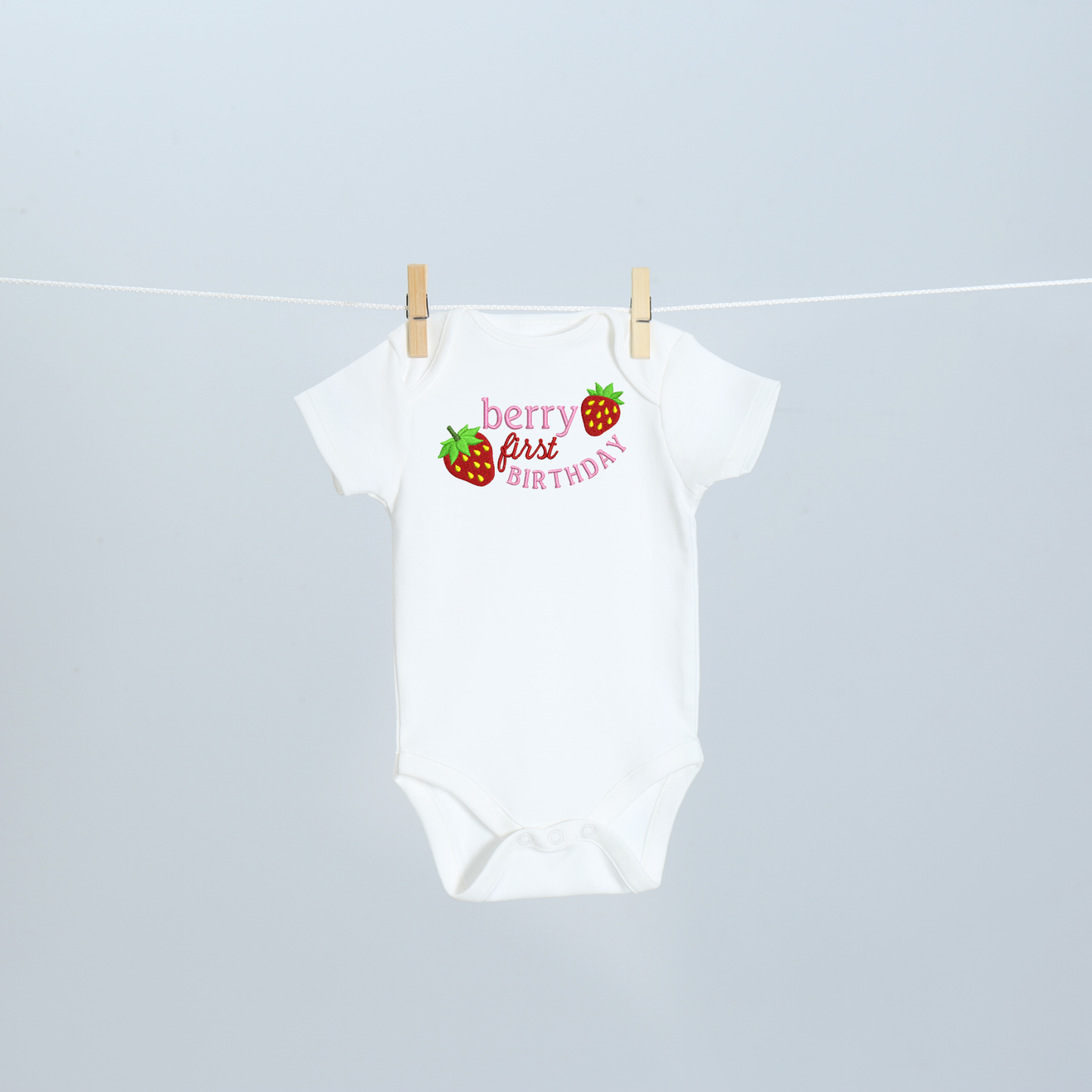 Berry First Birthday Embroidered Baby Onesie | Strawberry First Birthday Outfit | Baby Girl 1st Birthday Shirt | Cake Smash Outfit