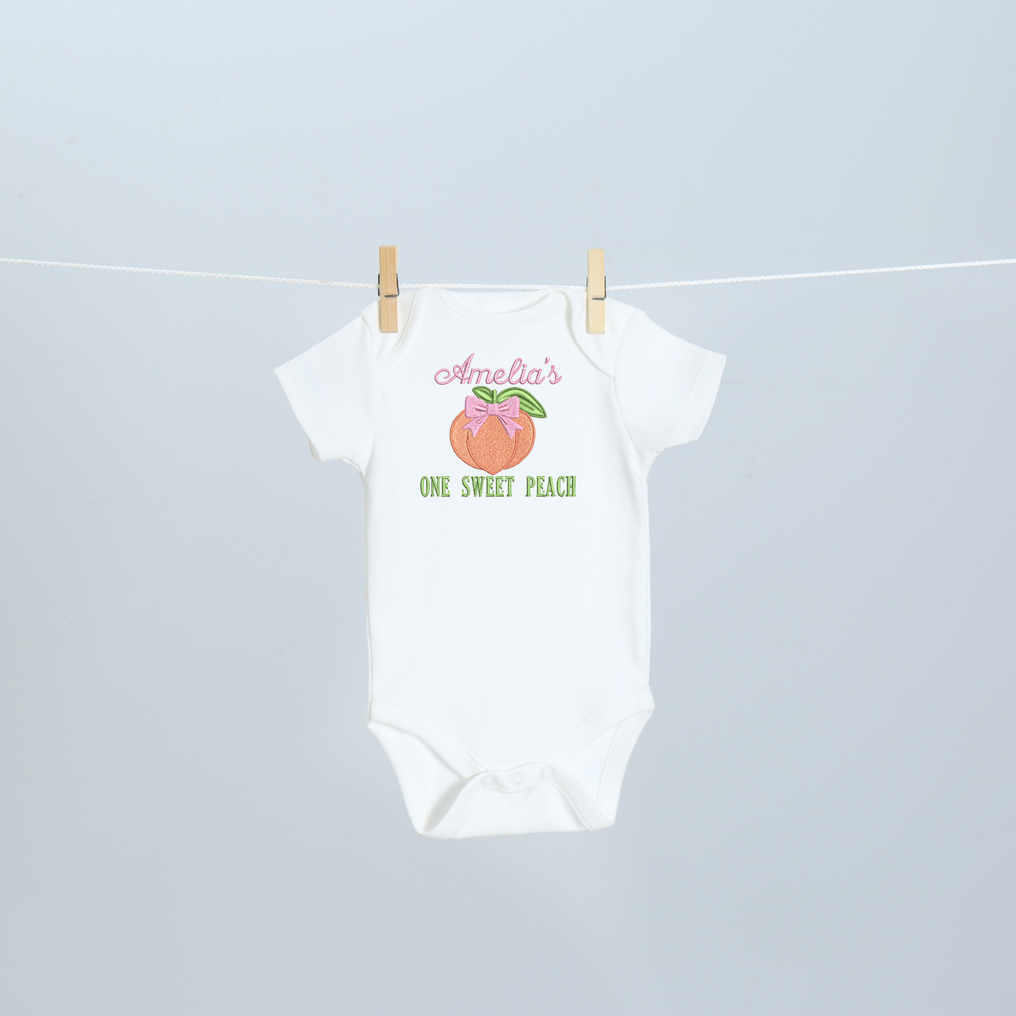 Personalized One Sweet Peach Birthday Onesie | Custom Peach First Birthday Outfit | Baby Girl 1st Birthday Bodysuit