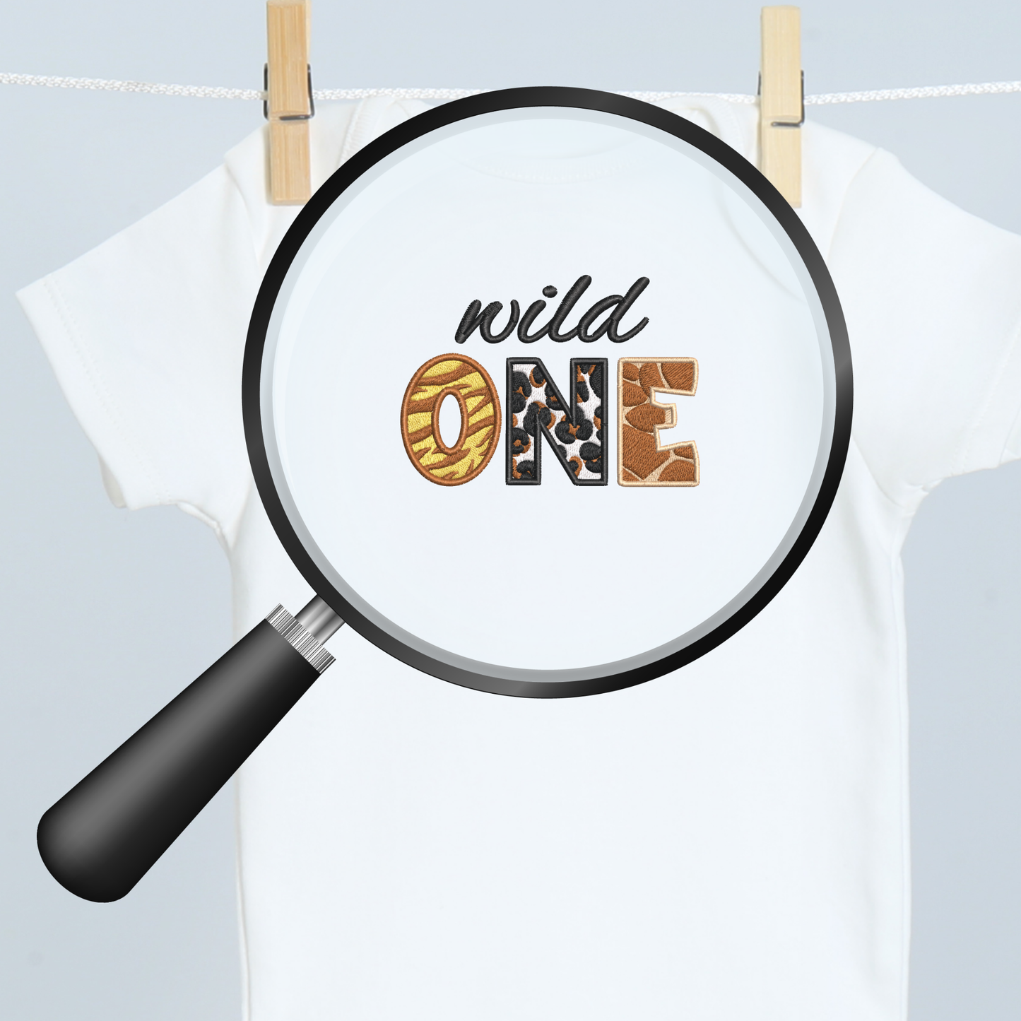 Wild One Embroidered First Birthday Bodysuit