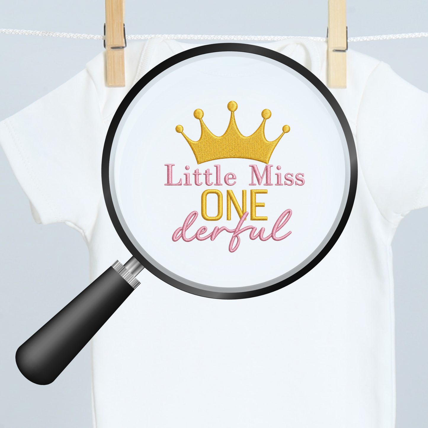 Little Miss ONEderful Embroidered First Birthday Onesie