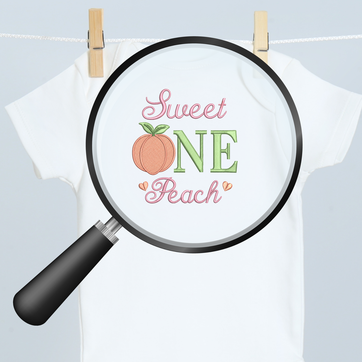 Sweet One Peach Embroidered First Birthday Bodysuit