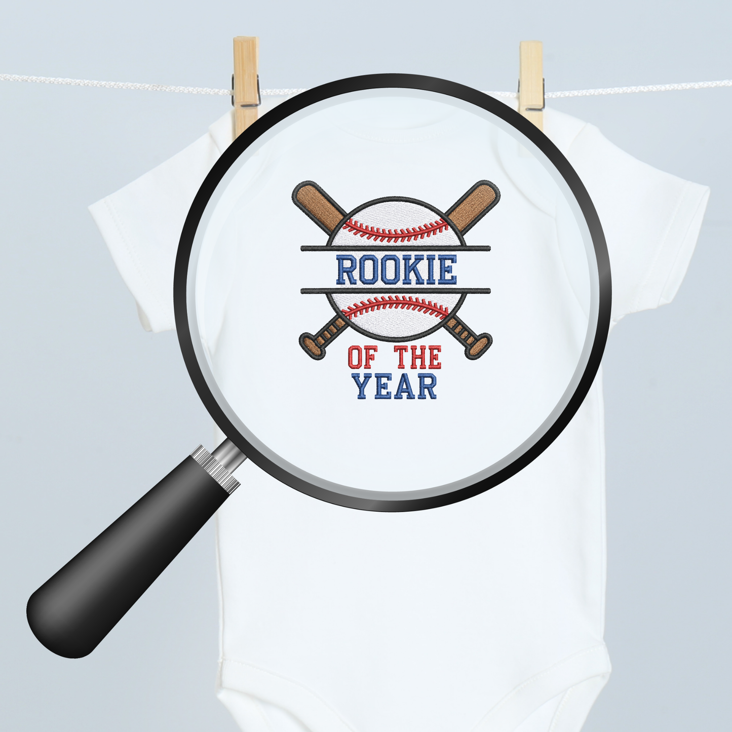 Rookie of the Year Embroidered Baseball Birthday Onesie