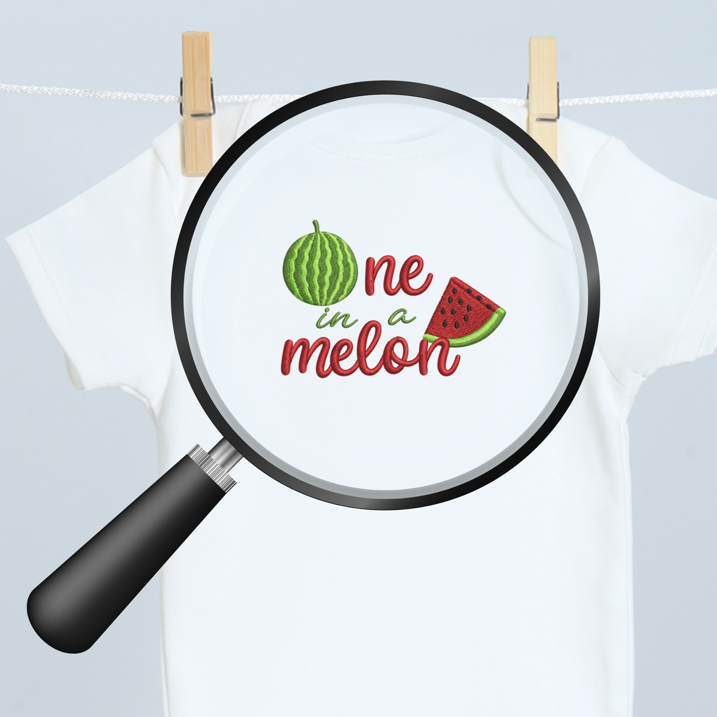 One in a Melon Embroidered Watermelon First Birthday Onesie