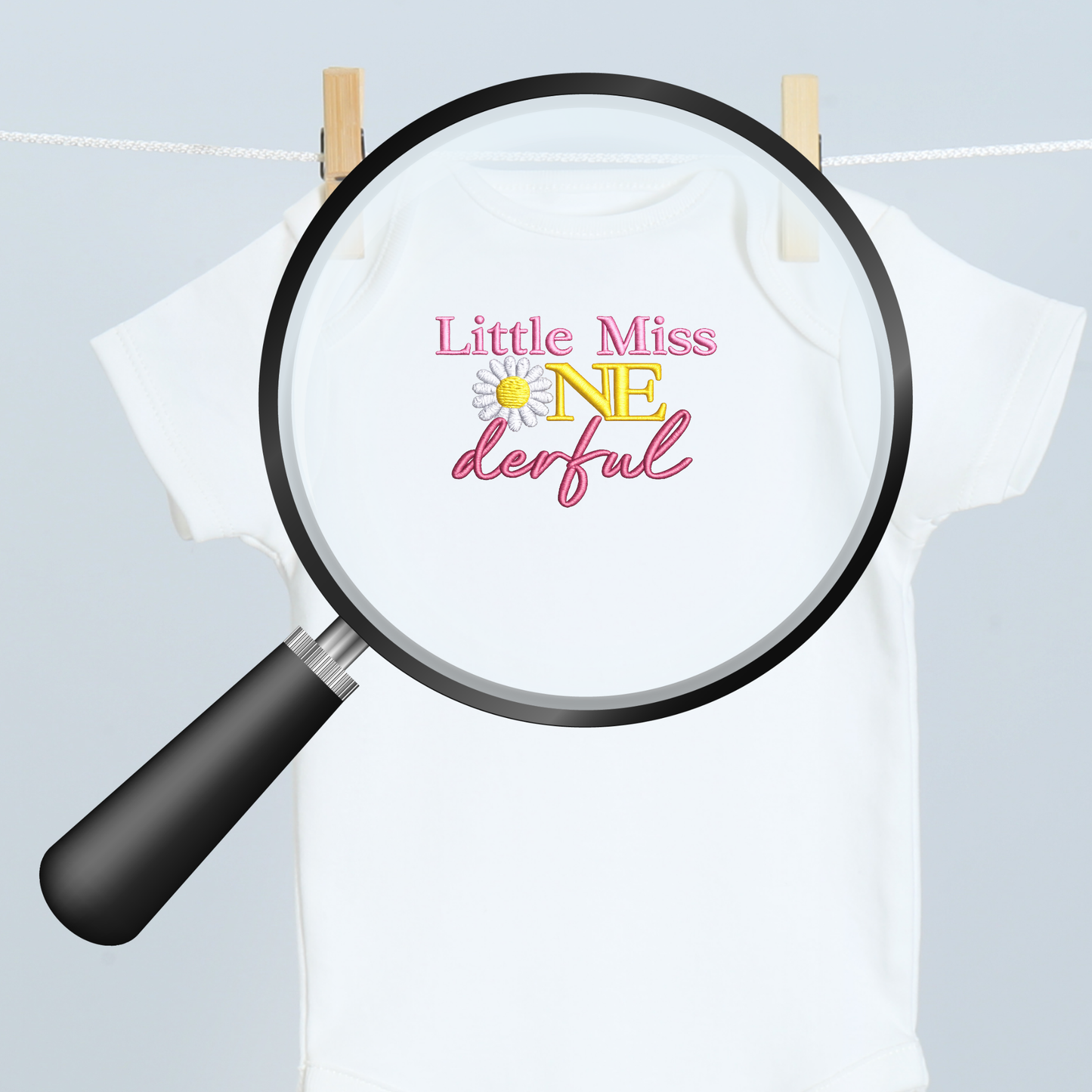 Little Miss ONEderful Daisy Embroidered First Birthday Onesie