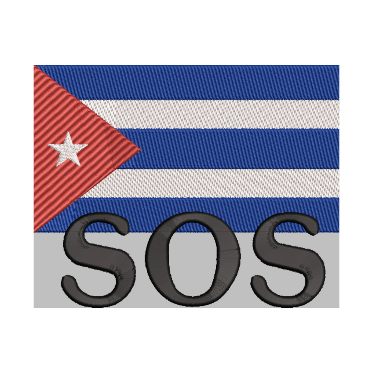 Short Sleeve T-Shirt Embroidery Cuban Flag "SOS"