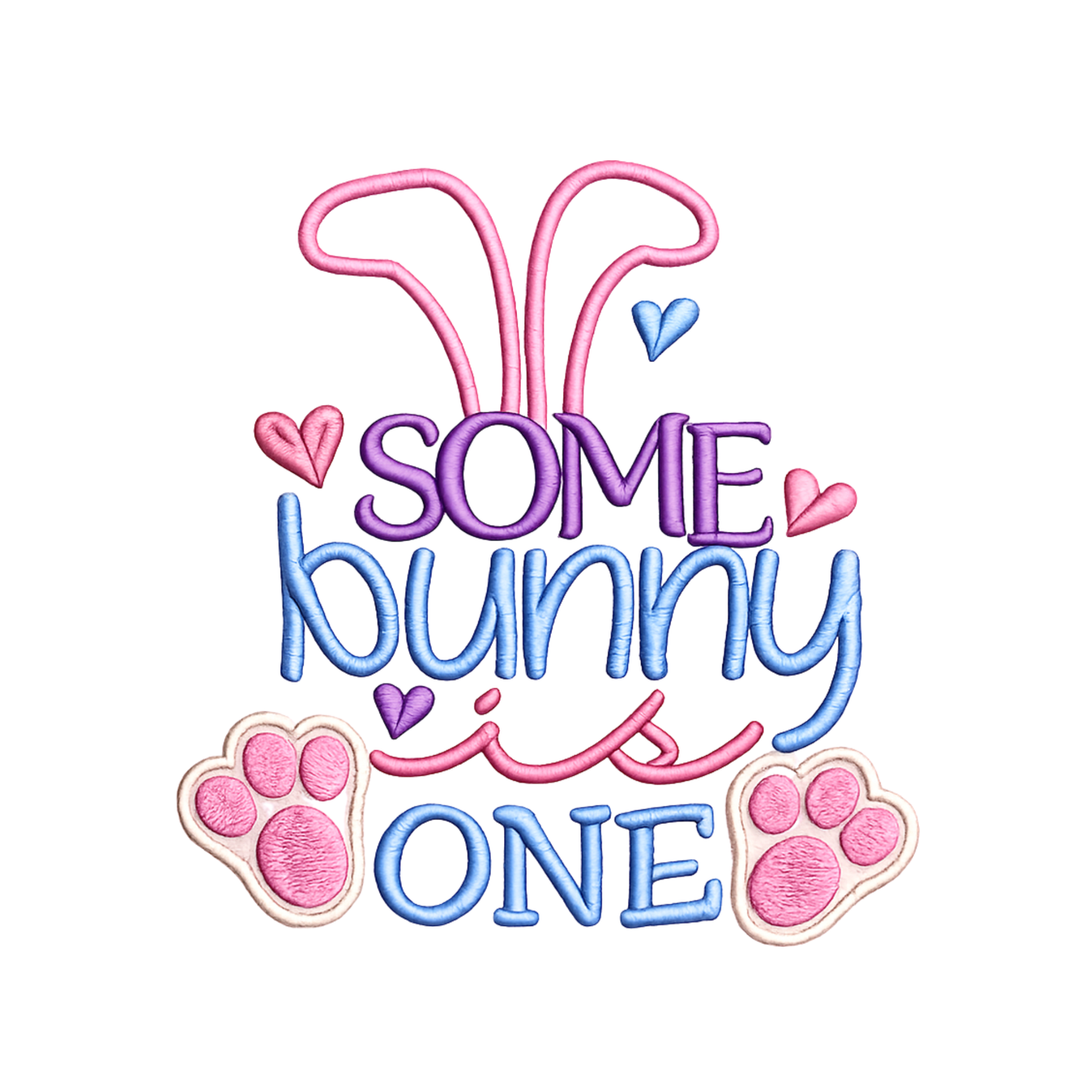 Some Bunny Is One Embroidered First Birthday Bodysuit