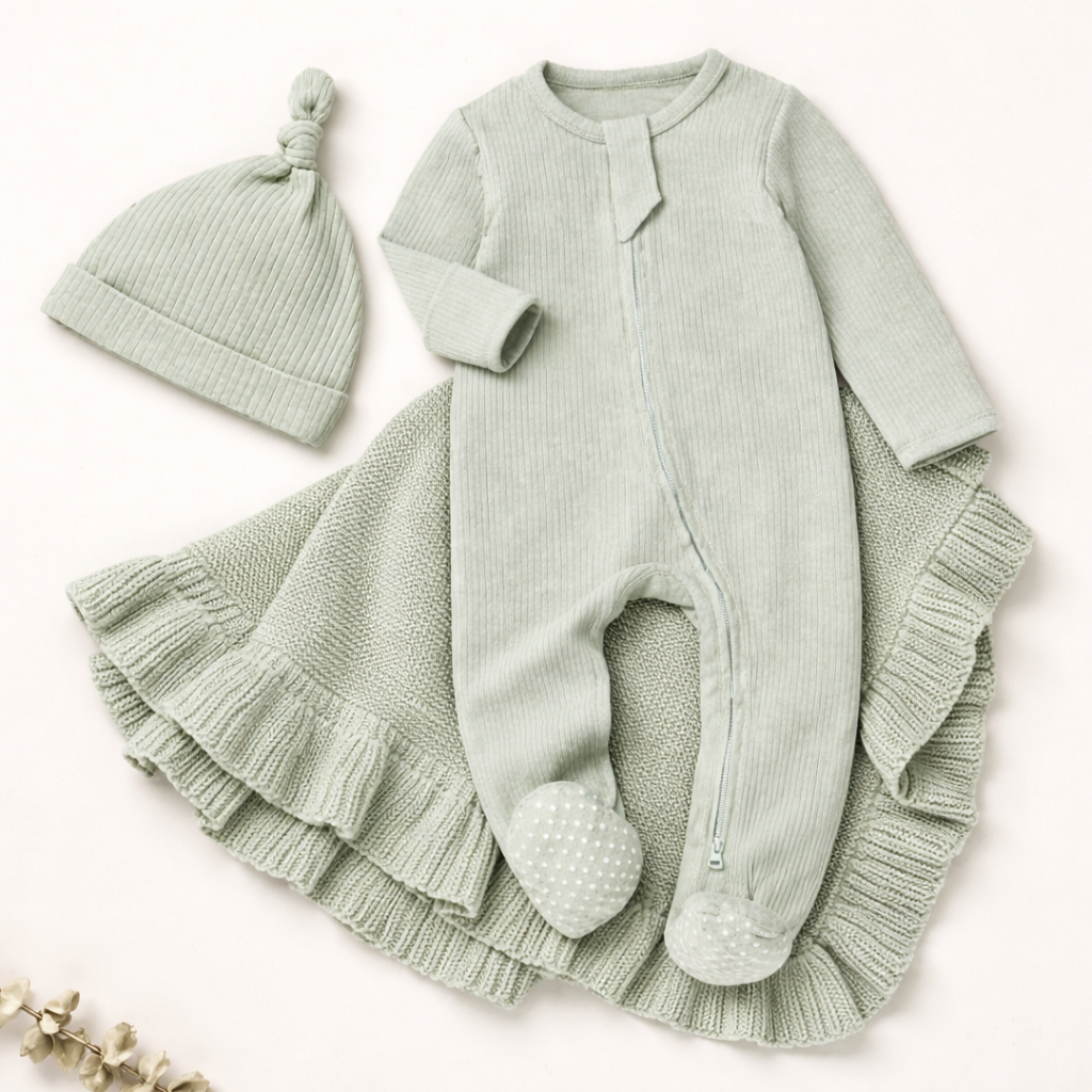 Newborn Name Gift Set – Custom Baby Outfit + Blanket