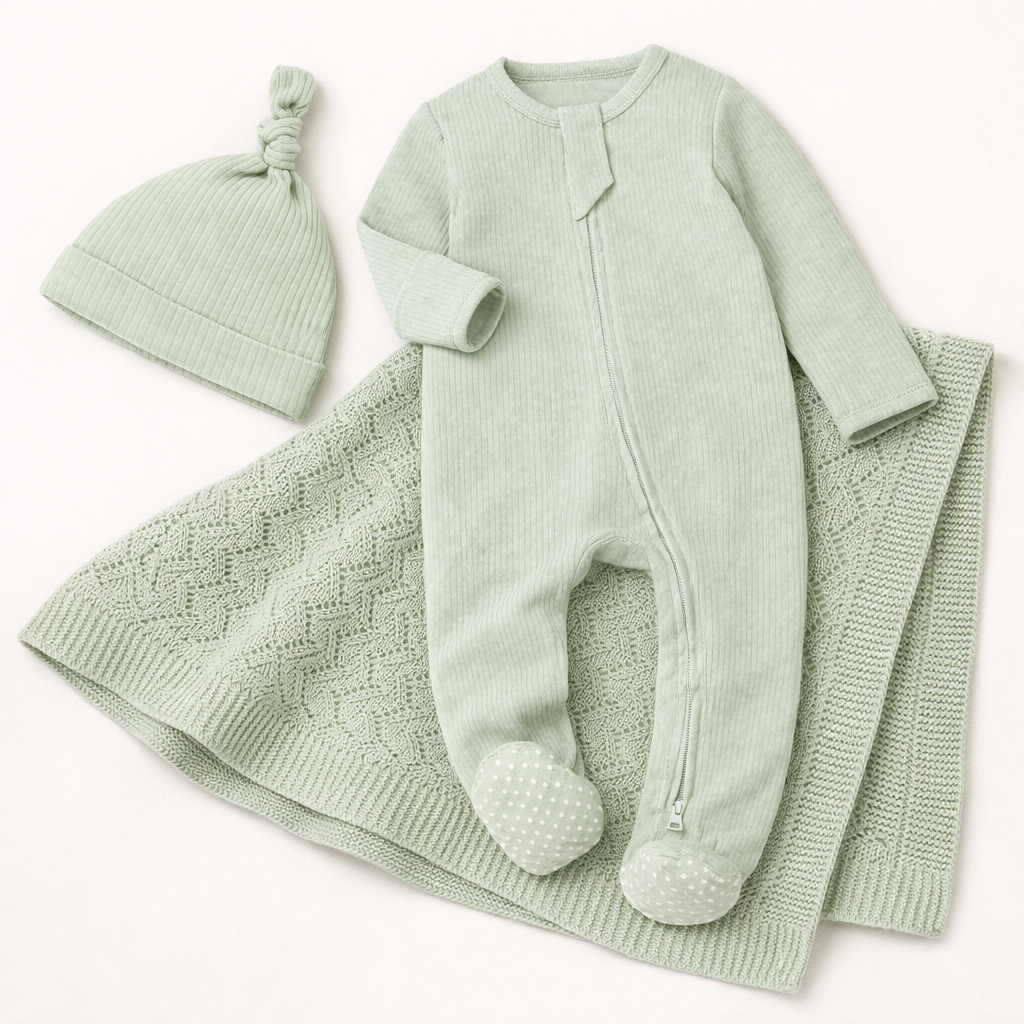 Newborn Name Gift Set – Custom Baby Outfit + Blanket
