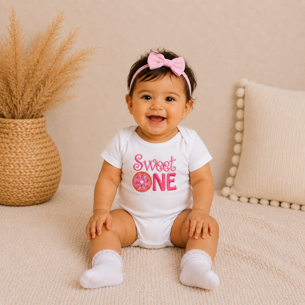 Sweet One Donut First Birthday Baby Onesie