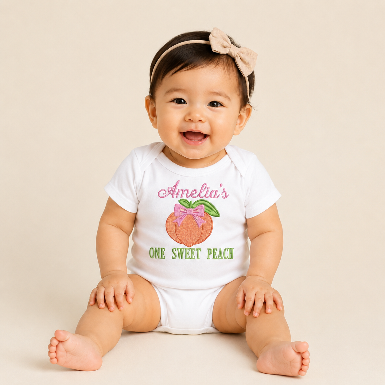 Personalized One Sweet Peach Birthday Onesie | Custom Peach First Birthday Outfit | Baby Girl 1st Birthday Bodysuit