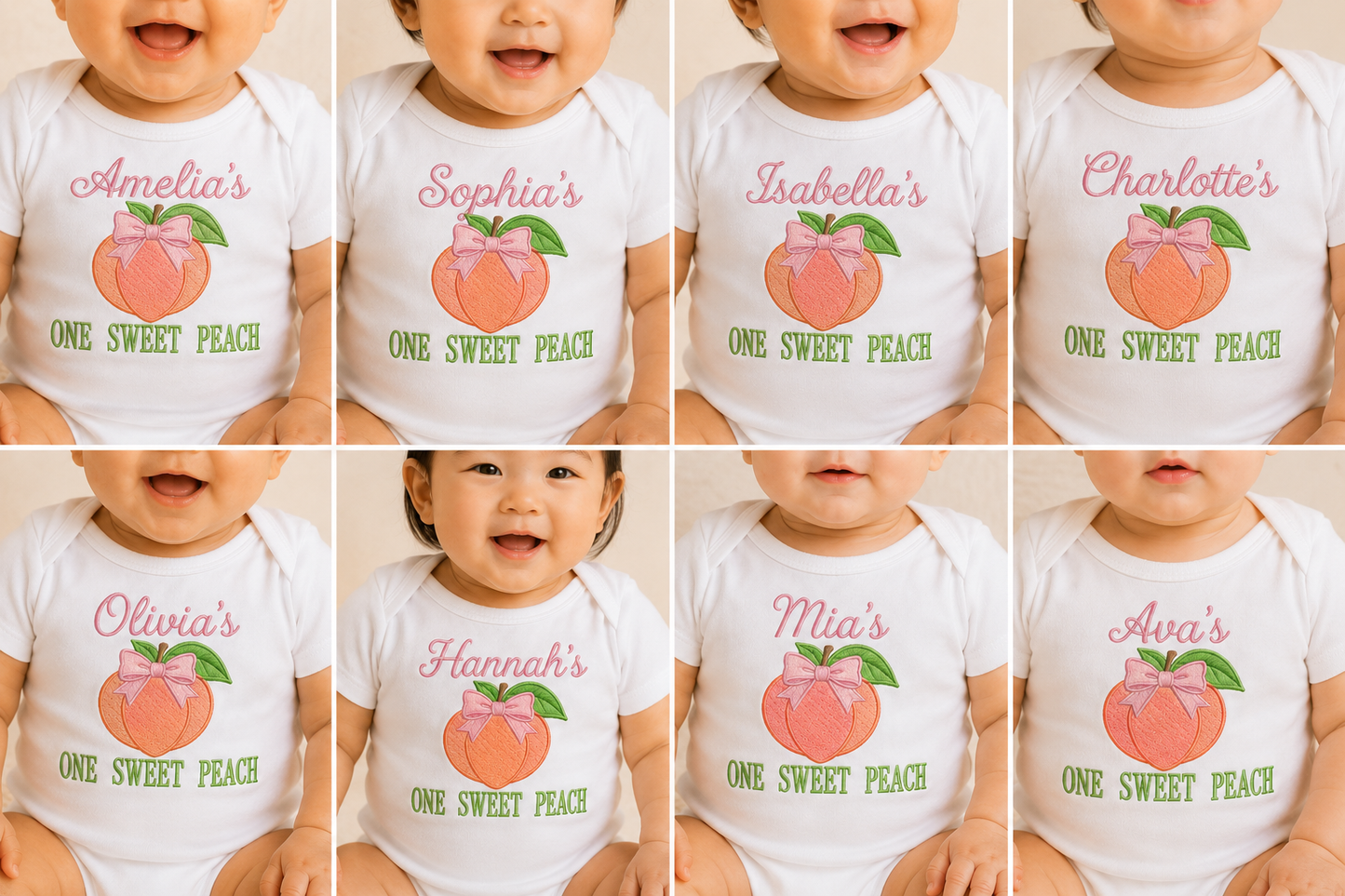 Personalized One Sweet Peach Birthday Onesie | Custom Peach First Birthday Outfit | Baby Girl 1st Birthday Bodysuit