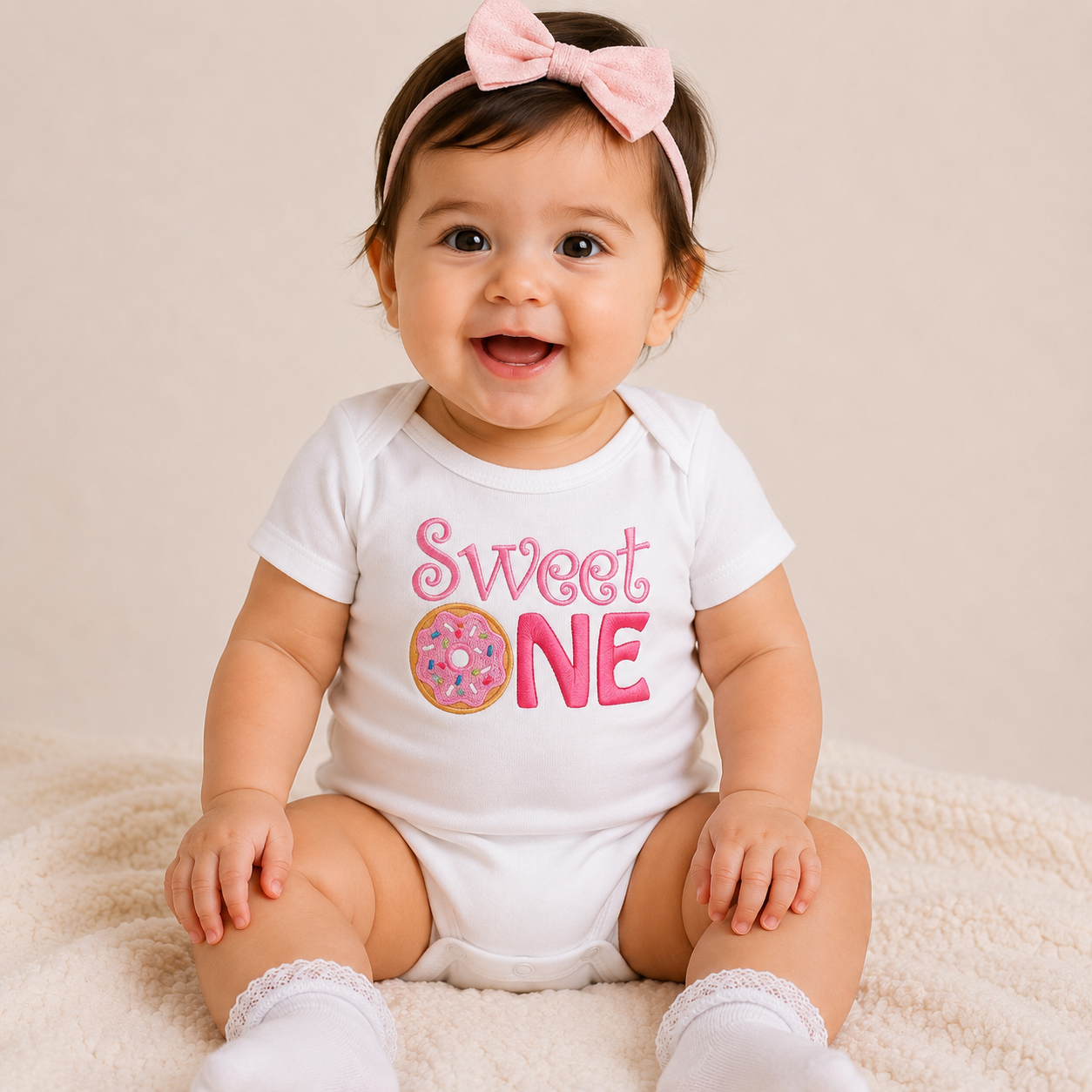 Sweet One Donut First Birthday Baby Onesie