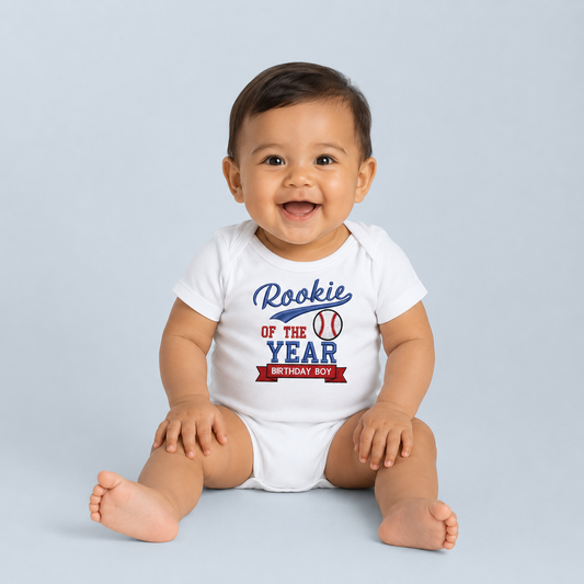 Rookie of the Year Birthday Boy Embroidered Onesie
