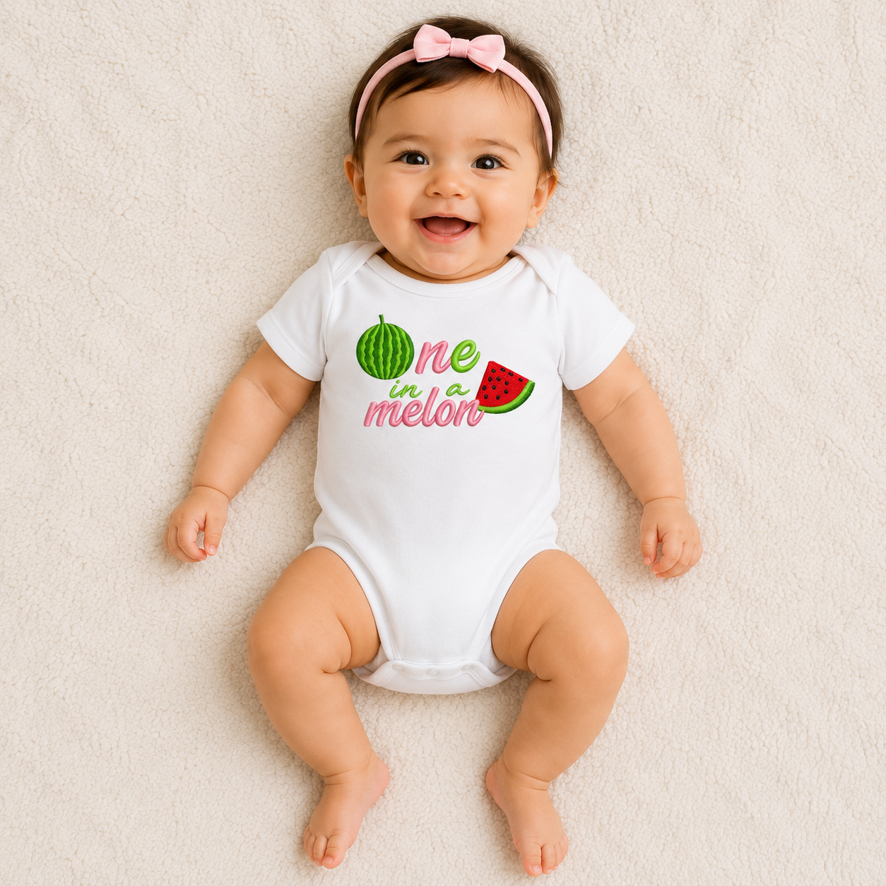 One in a Melon Embroidered First Birthday Onesie